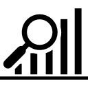 símbolo da interface de pesquisa de dados de um gráfico de barras com uma ferramenta de lupa 