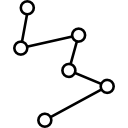 símbolo de interfaz de conexiones de nodos de círculos conectados por líneas 