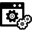 símbolo de configuración de datos de una ventana con engranajes 