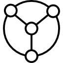 símbolo de interfaz gráfica circular de datos conectados 