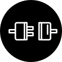 símbolo de contorno de conexión de enchufes en un círculo 