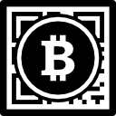 bitcoin con símbolo comercial de interfaz de código qr de dinero 