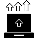 portátil con símbolo de seo flechas hacia arriba para interfaz 
