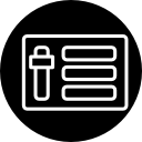 símbolo de contorno de la consola de configuración en un círculo 