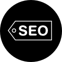 etiqueta seo en un círculo 