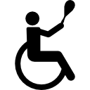 pratique du tennis paralympique par une personne en chaise roulante Icône