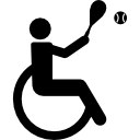 silhouette de tennis paralympique sur chaise roulante Icône