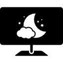 symbole d'écran du moniteur en mode veille de l'ordinateur avec une image de nuit 