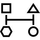 esquema de contornos de cuatro formas geométricas. 