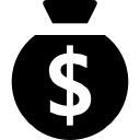 bolsa de dinheiro de formato circular preto com cifrão 