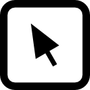 seta do cursor em um símbolo de interface quadrado arredondado 