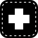símbolo de cruz médica em um quadrado arredondado 