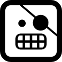 rosto de emoticon de pirata com um olho coberto em contorno quadrado 