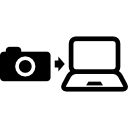 transferencia de fotos a un símbolo de herramientas de interfaz de computadora portátil 