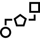 esquemas de bloques de tres formas geométricas conectadas por líneas. 