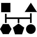 esquema de bloques de cinco formas geométricas básicas negras 