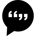 símbolo de interface de marca de conversa de balão circular com sinais de aspas dentro 