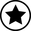 forma de estrella negra en un símbolo de interfaz favorito de contorno de círculo 