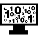 números de código binario en la pantalla del monitor 