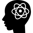 symbol atomu w głowie człowieka ikona