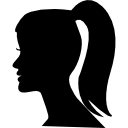 cabeza femenina con cola de caballo 