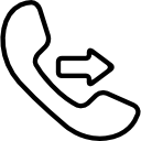 rufsymbol der telefon-ohrmuschel mit einem pfeil nach rechts icon