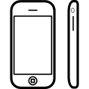 telefon mit abgerundeter form von der seiten- und vorderansicht icon