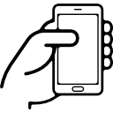 hand met een mobiele telefoon icoon