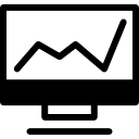 gráfico de línea en un monitor de computadora en un círculo 