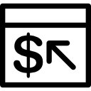 contorno fino do símbolo de dinheiro do navegador dentro de um círculo 
