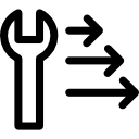 llave con símbolo de interfaz de configuración de flechas derecha 