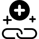 símbolo de elos da corrente com sinais de adição em um círculo 