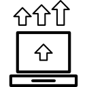 portátil con símbolo de seo flechas hacia arriba para interfaz 