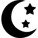 forma de fase da lua crescente com duas estrelas icon