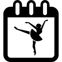 bailarina de ballet en la página del calendario para recordar el día de la clase 