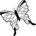 mariposa con alas delicadas desde la vista superior girada hacia la izquierda icon