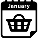 page de calendrier quotidien de rappel de jour de magasinage de janvier de l'interface avec un panier Icône