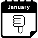 pouce vers le bas sur la page du calendrier de janvier Icône