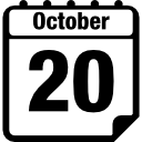 20 de octubre calendario símbolo de interfaz de página diaria de contorno cuadrado 