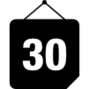 dag 30 op hangende vierkante zwarte kalenderpagina icoon