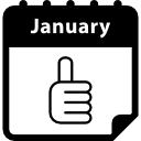 thumb up sign sur le symbole d'interface de calendrier de janvier quotidien 