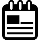 kalenderinterfacesymbool met gedrukte afbeelding en tekstregels icoon