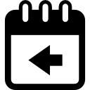 symbole d'interface de calendrier avec flèche gauche pour afficher les jours précédents Icône