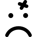 cruz de ferida no rosto triste do emoticon de formato quadrado arredondado 