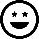 cara cuadrada sonriente feliz emoticon con ojos como estrellas 