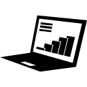 laptop educacional com gráfico de barras na tela 