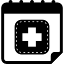 symbole d'interface de page quotidienne de calendrier de rappel de date médicale avec croix de premiers soins 