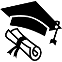 kapelusz ukończenia szkoły i dyplom ikona