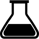 matraz de clase de química con líquido para experimentación 