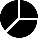 gráfico circular dividido en tres secciones iguales icon